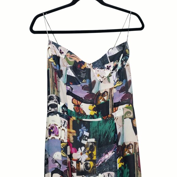 Reformation Juliette Decoupage Mixed Media Print Black Midi Dress‎ Size 12 - Picture 5 of 11